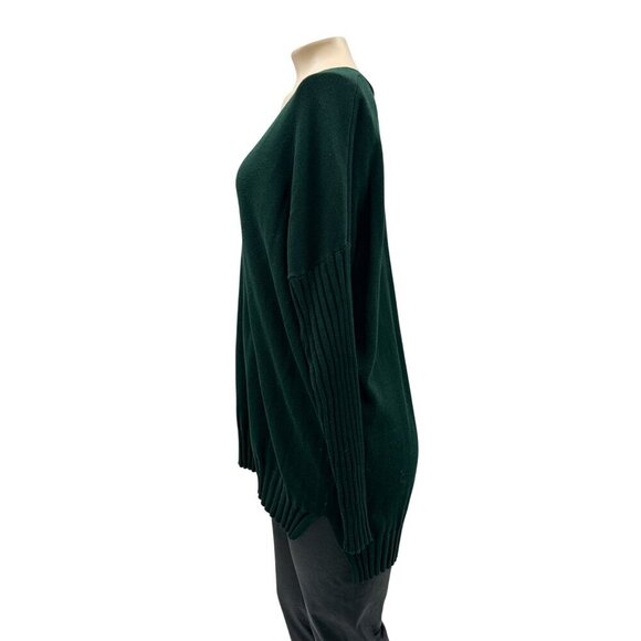 Adrianna Papell Knit V-Neck Long Sleeve Tunic Oversize Sweater Green Womens S - Picture 3 of 10